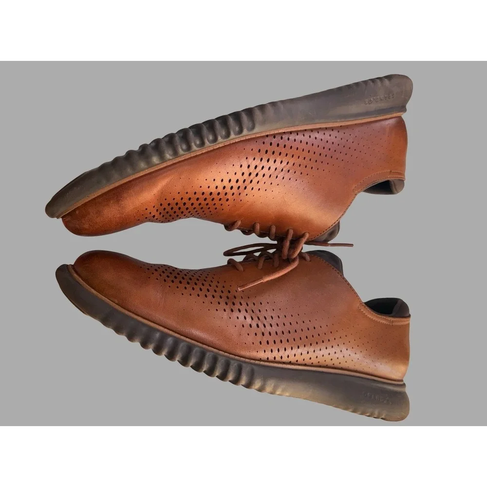 Cole Haan Original Grand Wingtip Oxford Brown Leather Shoes Men's 13D Perforated